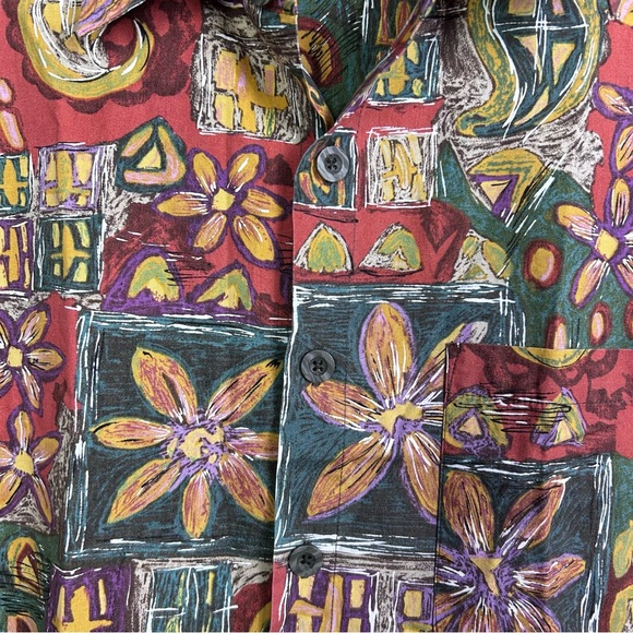 Territory Ahead shirt men's Medium button down pattern Hawaiian dad camp Buffet - Picture 2 of 8